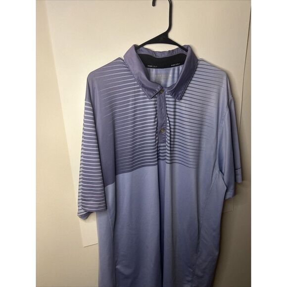 Nike Polo Shirt Mens XL Purple Striped Dri-Fit Stretch Golf Tour Performance - Picture 3 of 4